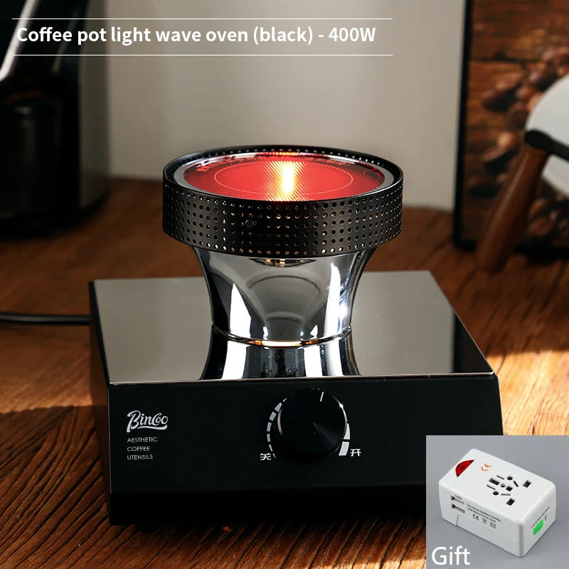 BINCOO 220V 400W Siphon Pot Convection Oven Coffee Heater Electric Stove Halogen Light Wave Infrared Heating 750° Heat Resistant