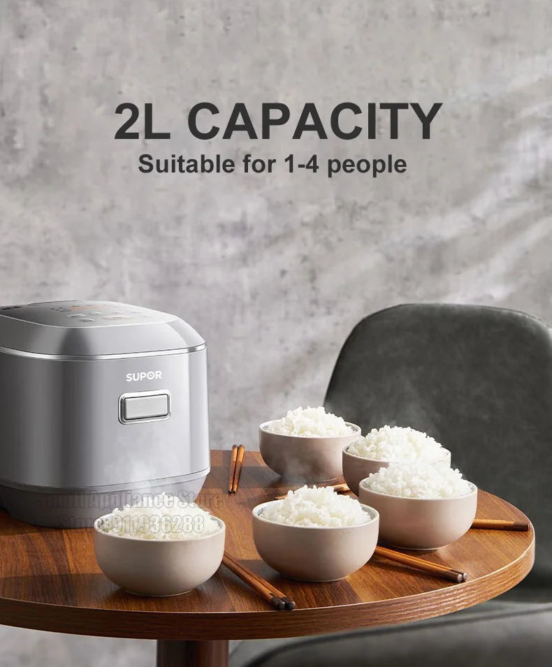 SUPOR 2L Household Rice Cooker LED Display 24H Intelligent Timing Rice Cooking Pot Good Taste 316L Stainless Steel Multi Cooker