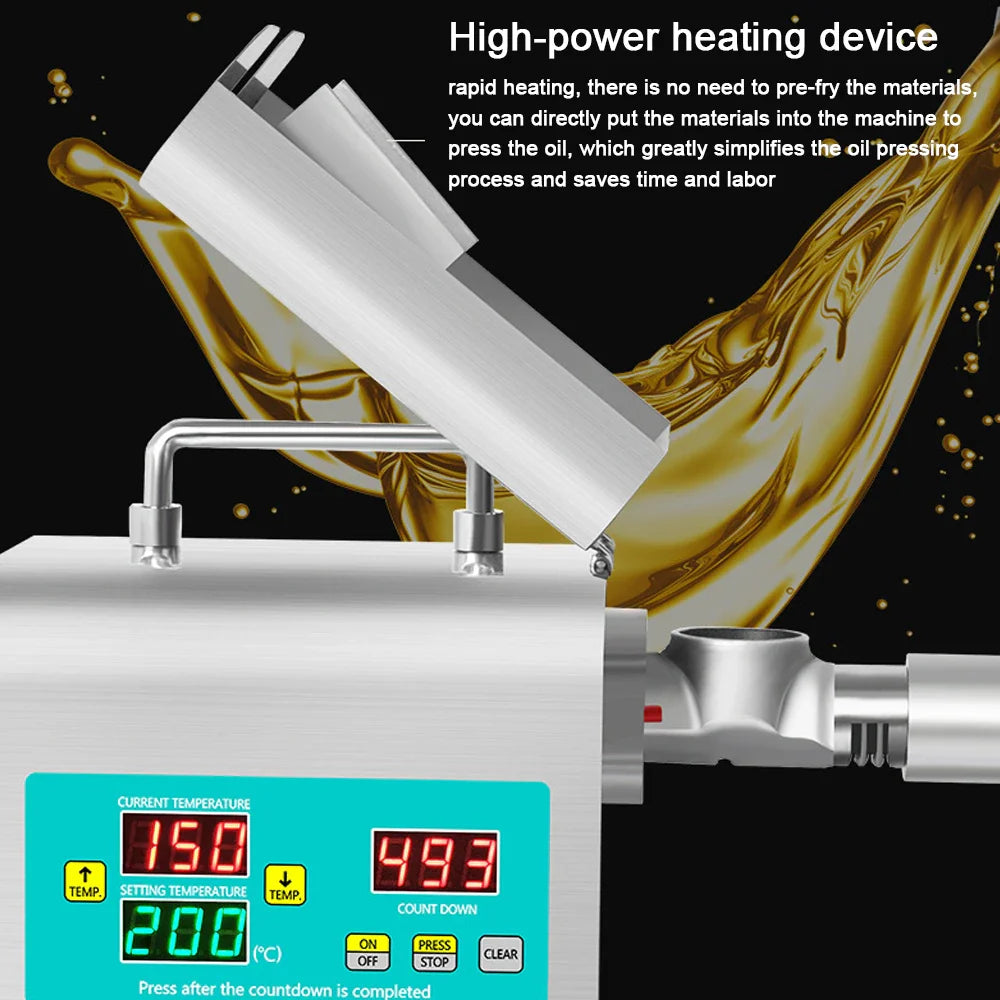 Automatic Cold Press Oil Machine – 110V/220V Sunflower, Olive & Seed Oil Extractor with Intelligent Digital Display