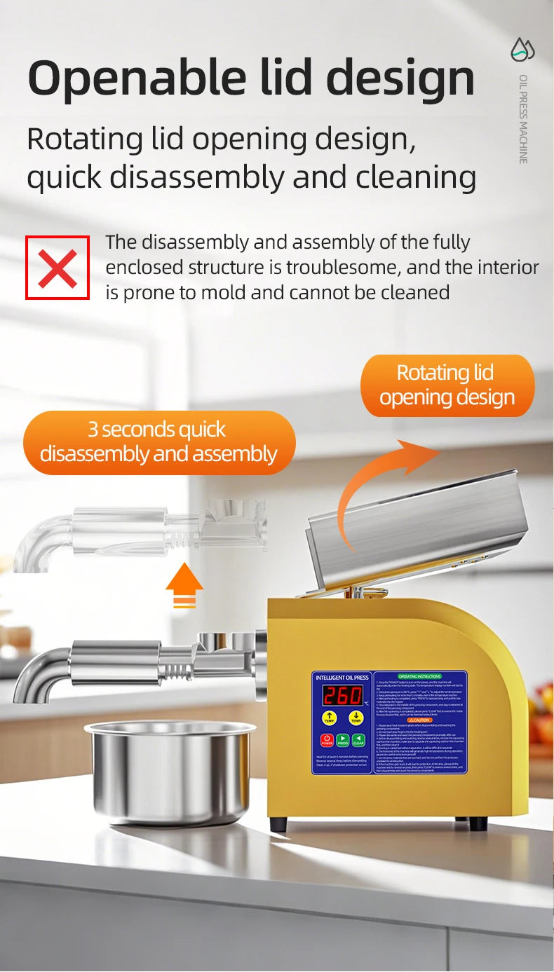 BEAUTIUSN,110V/220V New Automatic  Oil Press Machine Commercial Home cold Oil Extractor Expeller Presser ,flaxseed Sunflower Oil