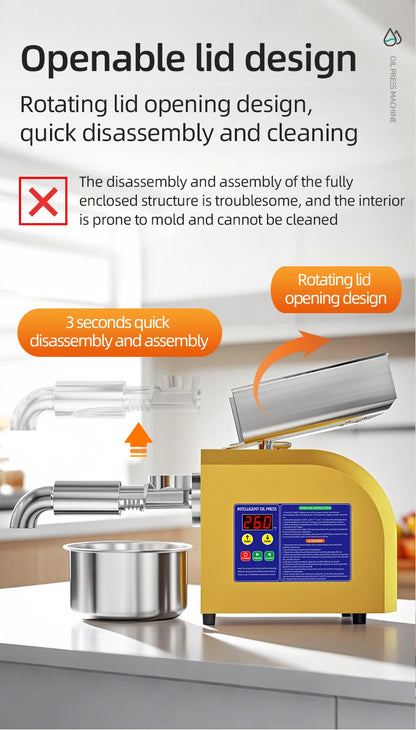 BEAUTIUSN,110V/220V New Automatic  Oil Press Machine Commercial Home cold Oil Extractor Expeller Presser ,flaxseed Sunflower Oil