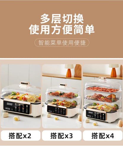 4-Layer Electric Steamer – Multi-Function Large-Capacity Cooker with Timer