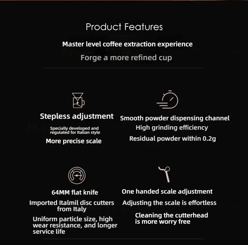 LX T64 Variable Speed Coffee Bean Grinder Machine 64mm Flat Burr Espresso Coffee Grinder Single Dose Grinder Miller