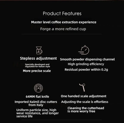 LX T64 Variable Speed Coffee Bean Grinder Machine 64mm Flat Burr Espresso Coffee Grinder Single Dose Grinder Miller