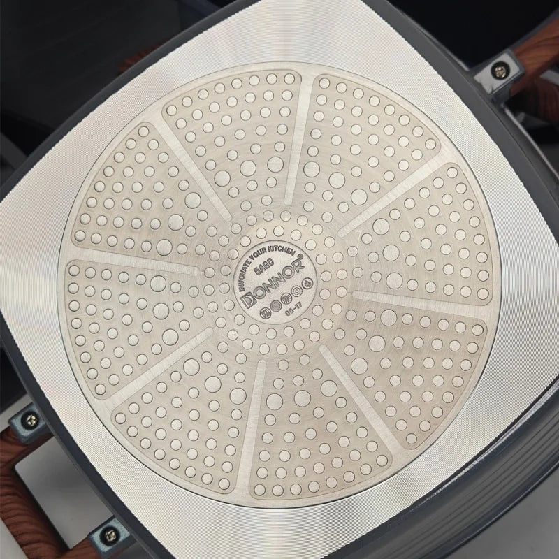 DONNOR 15-Piece Non-Stick Cookware Set – Square Soup Pot, Frying Pan, Milk Pot & Stew Pots with Bakelite Handles