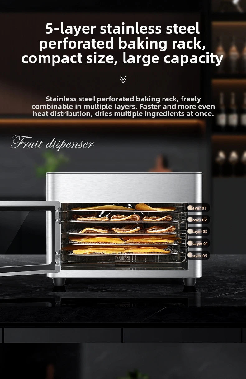 Commercial 5-Layer Stainless Steel Dehydrator with Digital Temperature Control