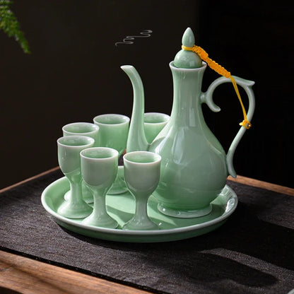 Chinese style wine divider ceramic retro wine jug 20ml goblet antique invitation wine jug set gift box set