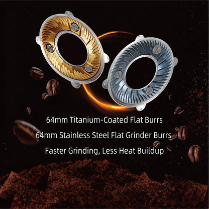 CAFOVO K64SC 64mm Flat Burr Espresso Grinder – Professional Weighing & Touch Screen Coffee Grinder