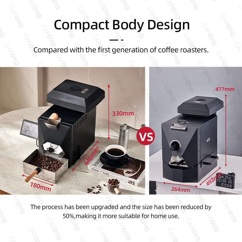 CAFOVO RE-3 200g Electric Coffee Bean Roaster Machine Simulates Direct Fire Stirring Baking Intelligent Dual Mode for Home Use