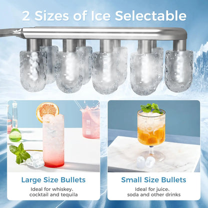 Portable Self-Cleaning Ice Maker Machine – 6-Min Ice, 2 Sizes, 9 Cubes/Batch, 12kg/24H Low-Noise Ice Maker with Scoop & Basket