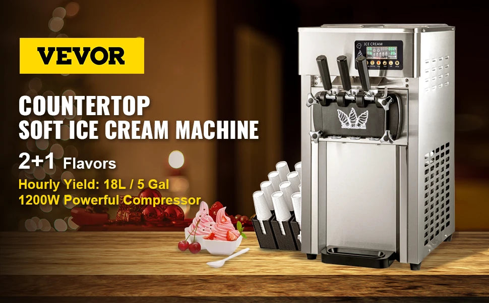 VEVOR NEW Commercial Soft Serve Ice Cream Machine For Sale fried roll home instant ice cream machine 220V Stainless Steel