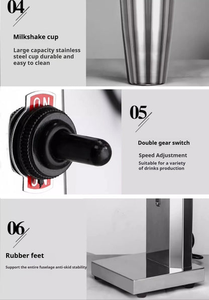 OneHappy Stainless Steel Milkshake Machine – Commercial Pearl Milk Tea & Milk Frothing Blender for Restaurants & Cafés