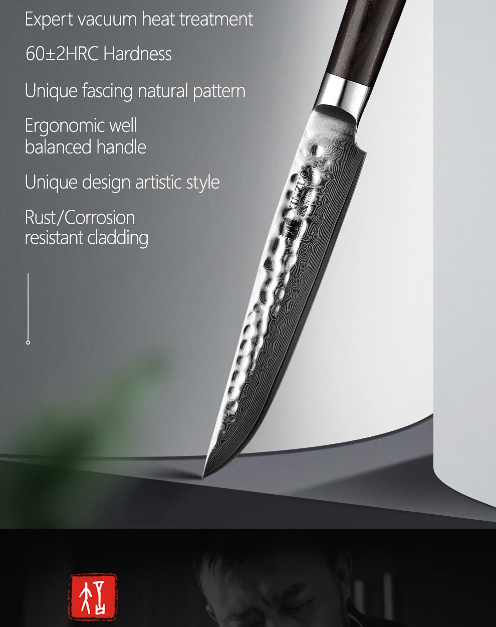 XINZUO 5 Inches Damscus Pattern Sharp Steak Knife Meat Slicing Knife Restaurant Cutlery With Pkkawood Handle Kitchen Tools