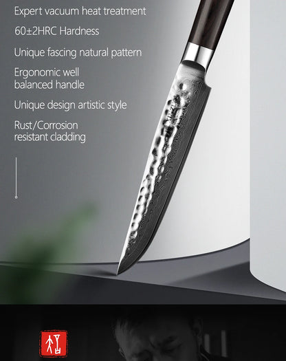 XINZUO 5 Inches Damscus Pattern Sharp Steak Knife Meat Slicing Knife Restaurant Cutlery With Pkkawood Handle Kitchen Tools