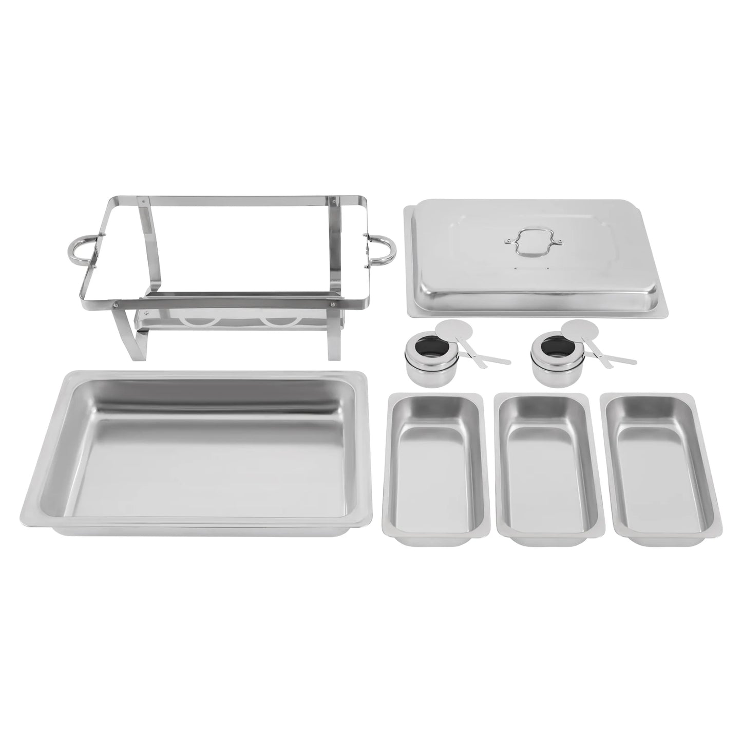 Chafing Dish Buffet Set 3 Grid Stainless Steel Rectangular Catering Chafer Warmer Set Buffet Dishes Warming Set 63.5*35.5*32cm