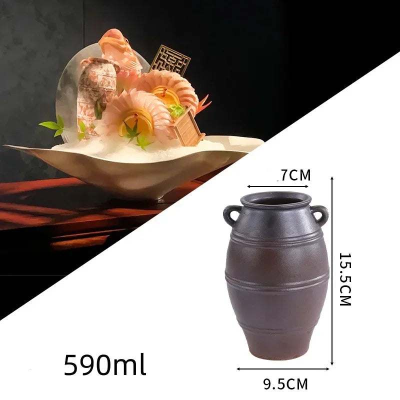 Sushi shop Sashimi Plate Decoration Ceramic small Bottle Dry Ice japanese kitchen tableware Restaurant Toothpick Holder Storage