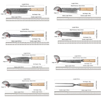 Extra Sharpness Blade Damascus Steel Powder Core S35VN 62-64 Hardness Kitchen Chef Knife