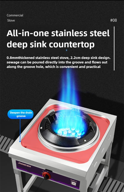 Home Fierce Fire Stove Gas Cooktop Commercial Single Burner Medium and High Pressure Liquefied Gas Stove Energy-saving Gas Hob