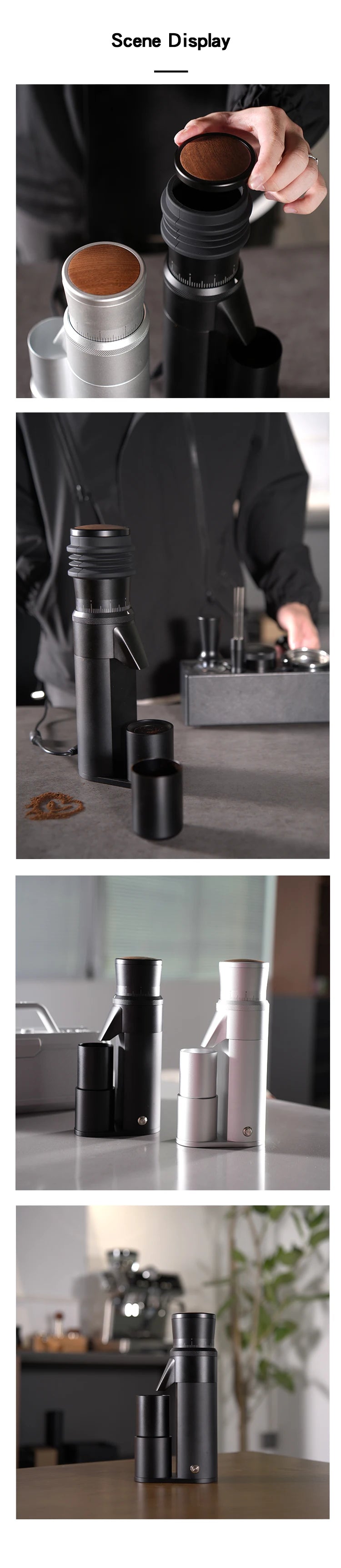 TOMAHAWK Electric Coffee Grinder 7-core 48mm Burr Household Silver Coffee Bean Grinder Coffee Miller Grinder for Espresso Filte