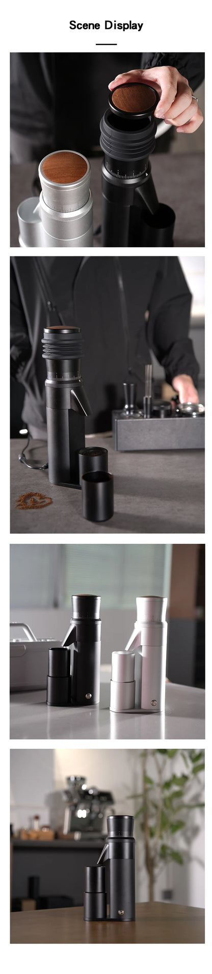 TOMAHAWK Electric Coffee Grinder 7-core 48mm Burr Household Silver Coffee Bean Grinder Coffee Miller Grinder for Espresso Filte