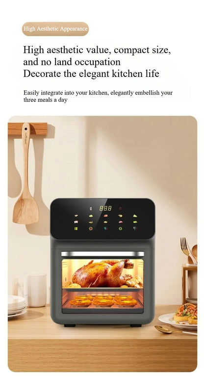 15L Visual Window Air Fryer Oven – Large-Capacity Smart Air Fryer for Home Kitchen (110V/220V)
