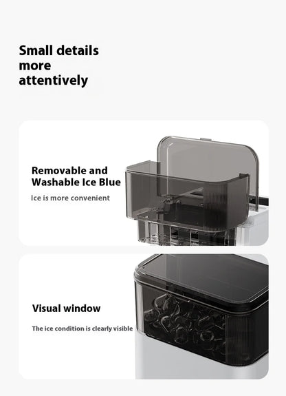 MOCATT Desktop Fully Automatic Bullet Shaped Ice Making Machine, Capable Of Making 9 Pieces Of Ice At Once, Continuously Making