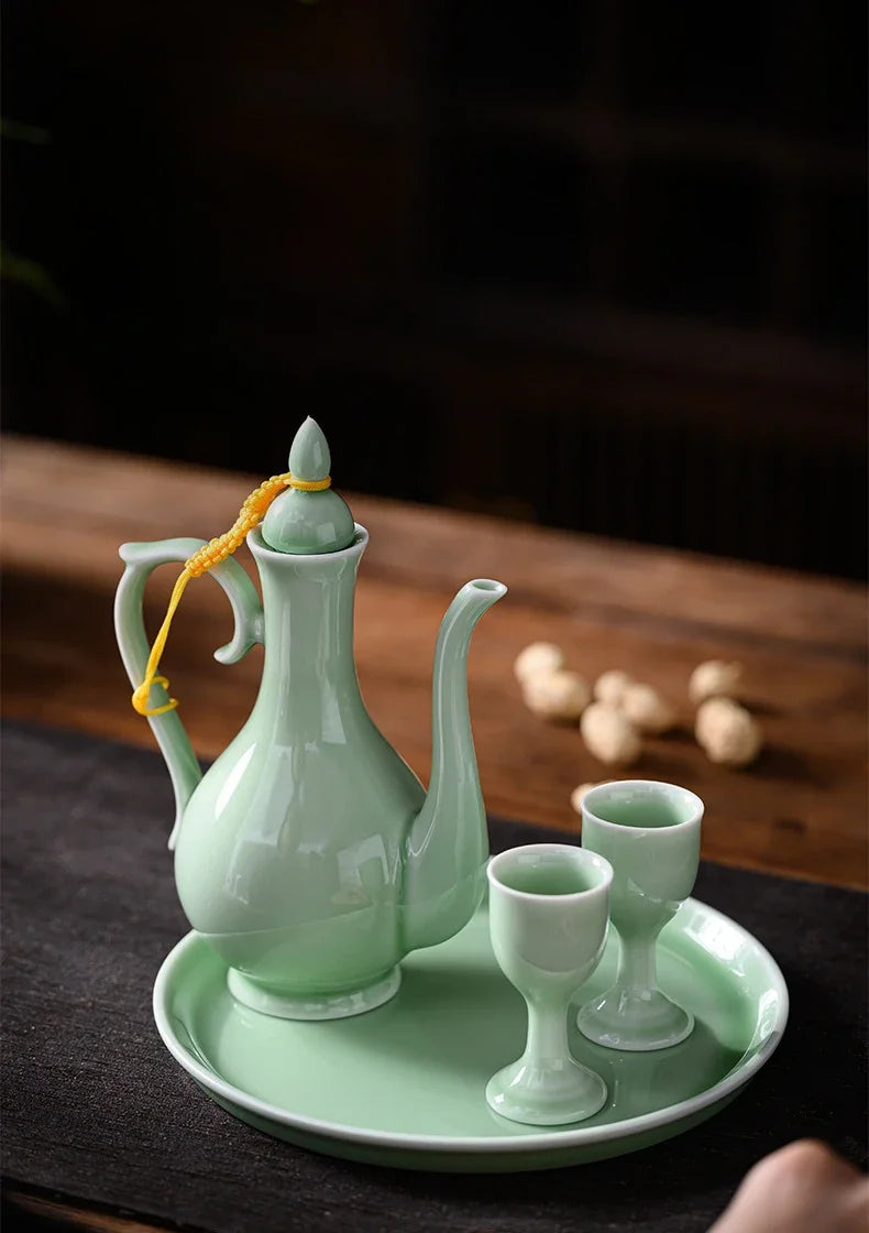 Chinese style wine divider ceramic retro wine jug 20ml goblet antique invitation wine jug set gift box set