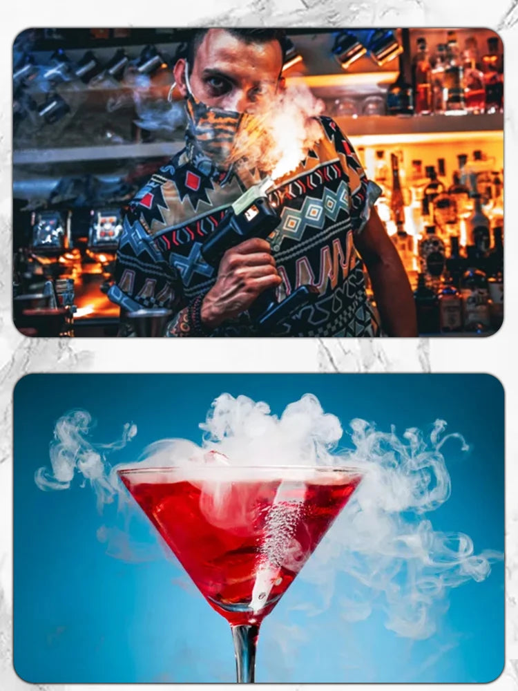 Cocktail Smoke Gun, Vapour Blaster Cocktail Bubble Smoke Gun with 5-Flavour Aroma Liquid and Edible Bubble for Food and Drink