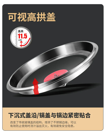 KENGQIANG Double ear 316 Stainless steel deep thick flat bottomed stew wok cooking pot non stick home frying pan cookware