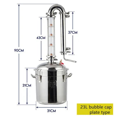 23L Home Distiller Alcohol Moonshine Electric Tubular Distilling Column Machine Wine Fermentation Used Distillation Equipment