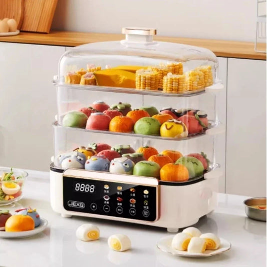 4-Layer Electric Steamer – Multi-Function Large-Capacity Cooker with Timer