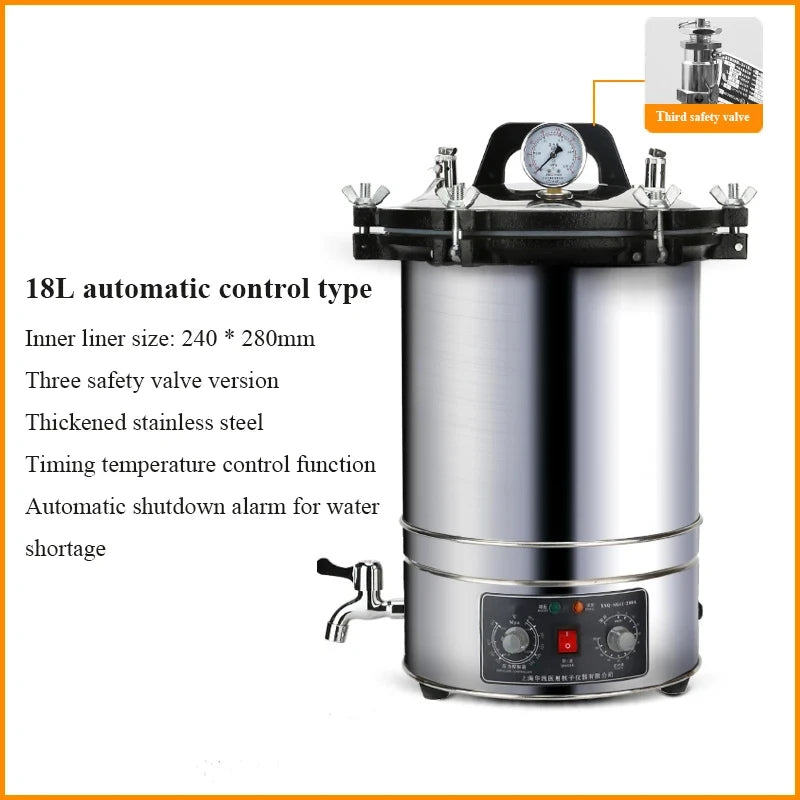 24L Automatic Sterilization Autoclave Pot High Pressure Sterilization Pot LCD Steam Sterilizer Surgical Medical Tools
