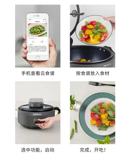 Joyoung Cooking Machine Robot Electric Frying Pan Smoke free precise Temperature Control Intelligent Automatic Cooker CJ-A9 Gray