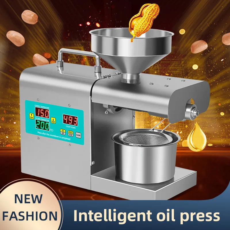 Automatic Cold Press Oil Machine – 110V/220V Sunflower, Olive & Seed Oil Extractor with Intelligent Digital Display