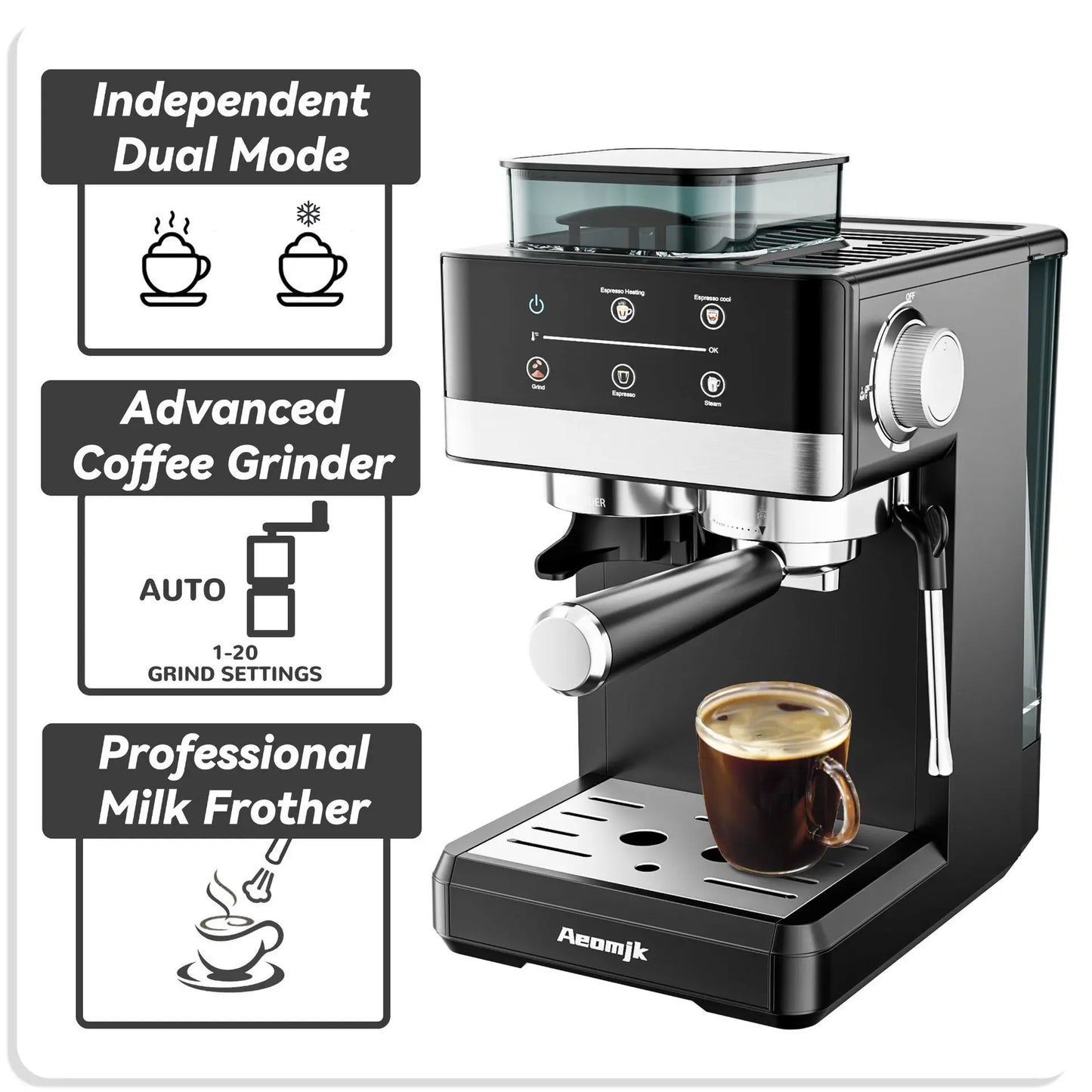 Hot and Cold Dual Extraction and Grinding Italian Coffee Machine Portable Automatic Home Smart Coffee Machine Coffee Grinder