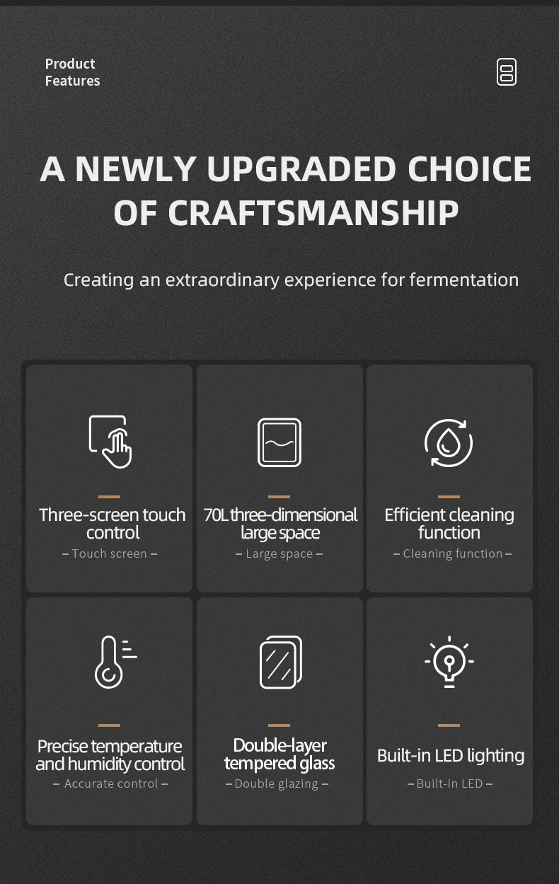 70L Temperature-Controlled Electric Dough Proofer Fermentation Household Baking Multi-functional Automatic Bread Yogurt  Machine