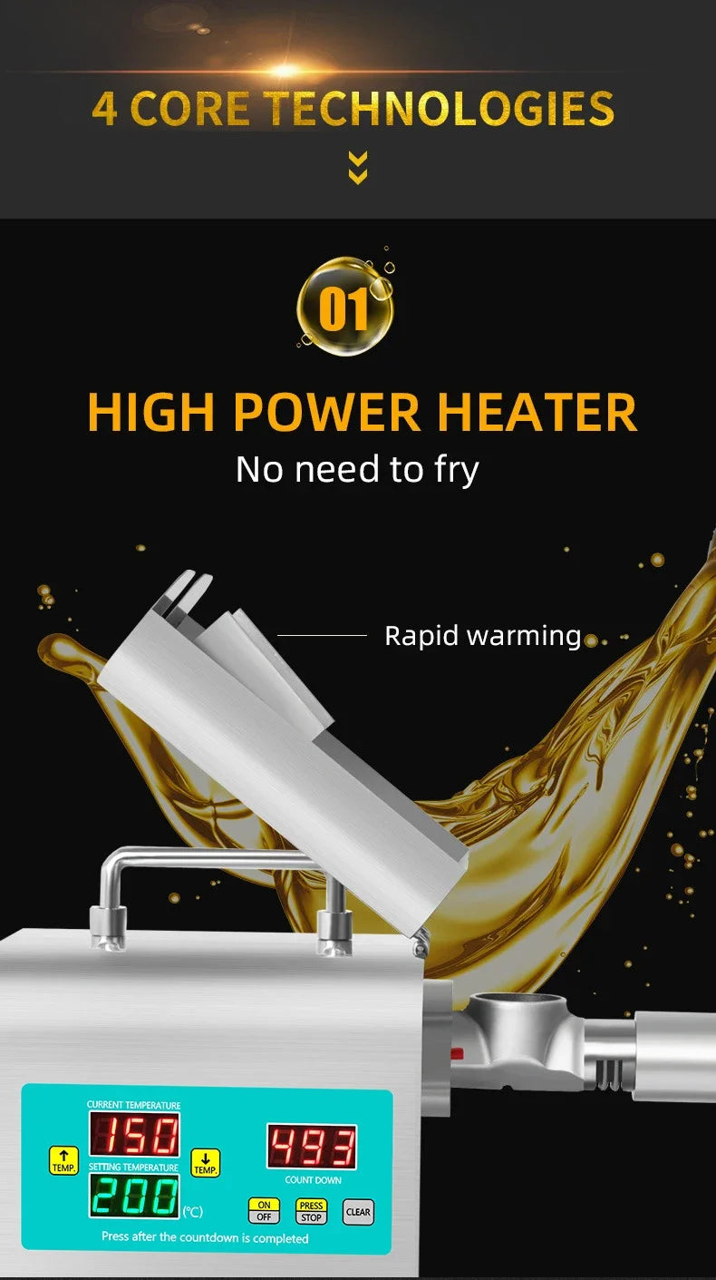Automatic Cold Press Oil Machine – 110V/220V Sunflower, Olive & Seed Oil Extractor with Intelligent Digital Display