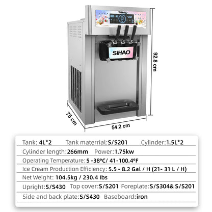 VEVOR NEW Commercial Soft Serve Ice Cream Machine For Sale fried roll home instant ice cream machine 220V Stainless Steel