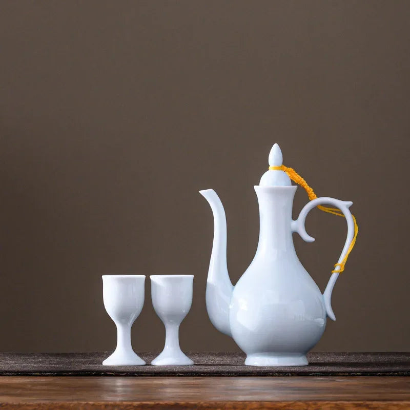 Chinese style wine divider ceramic retro wine jug 20ml goblet antique invitation wine jug set gift box set