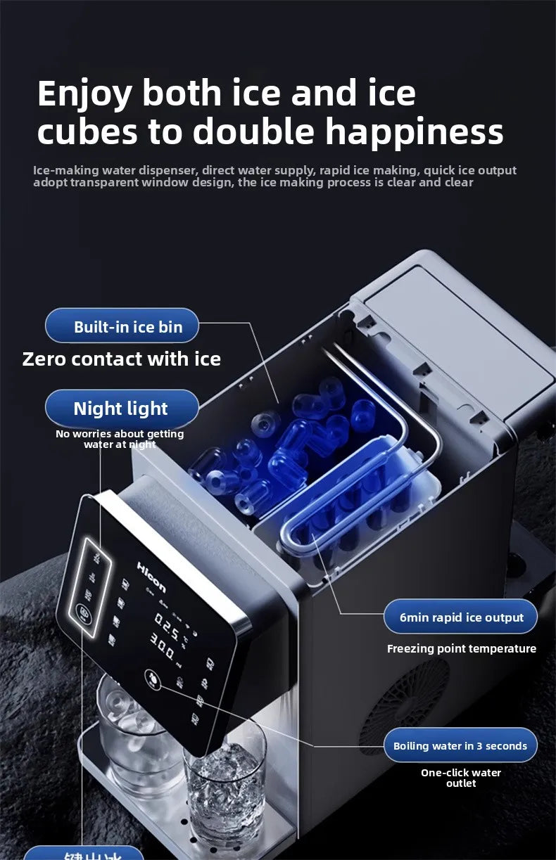 3-in-1 Ice Maker & Water Dispenser: Countertop Home Appliance with Instant Heating/Cooling, Large Capacity, Energy Saving