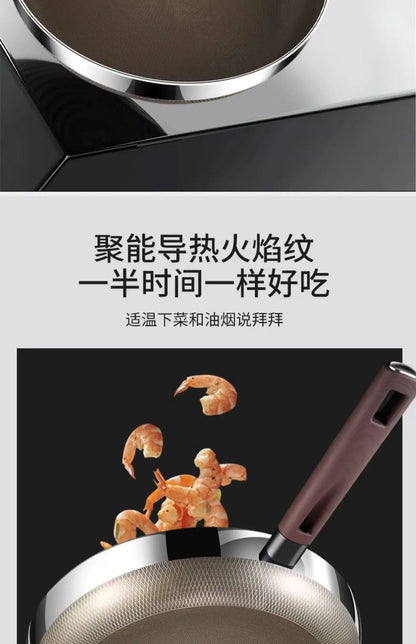 Titanium Pan 316 Stainless Steel Uncoated Non-stick Pan Household Cooking Pot Induction Cooker Special Steak Frying Pan