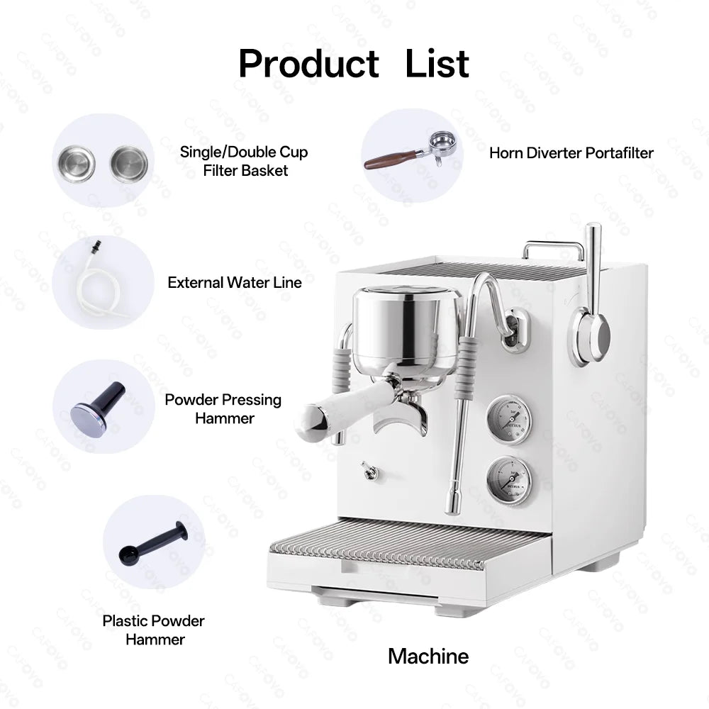 CAFOVO E120 9Bar Commercial Dual Boiler Espresso Machine ULKA Pump OPV System with OLED Display for Cafe Coffee Maker 220V