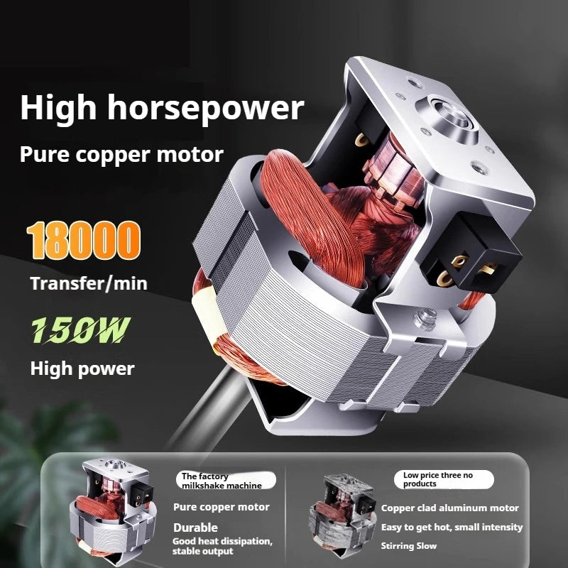 OneHappy Stainless Steel Milkshake Machine – Commercial Pearl Milk Tea & Milk Frothing Blender for Restaurants & Cafés