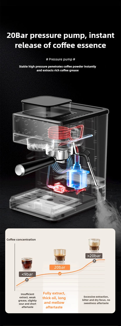 Hot and Cold Dual Extraction and Grinding Italian Coffee Machine Portable Automatic Home Smart Coffee Machine Coffee Grinder