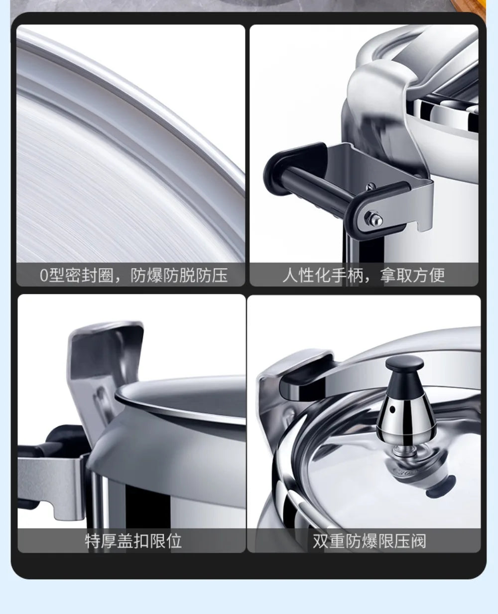 50L Commercial Pressure Cooker Thickened Large Capacity Gas Induction Cooker Universal Explosion-proof Household Pressure Cooker