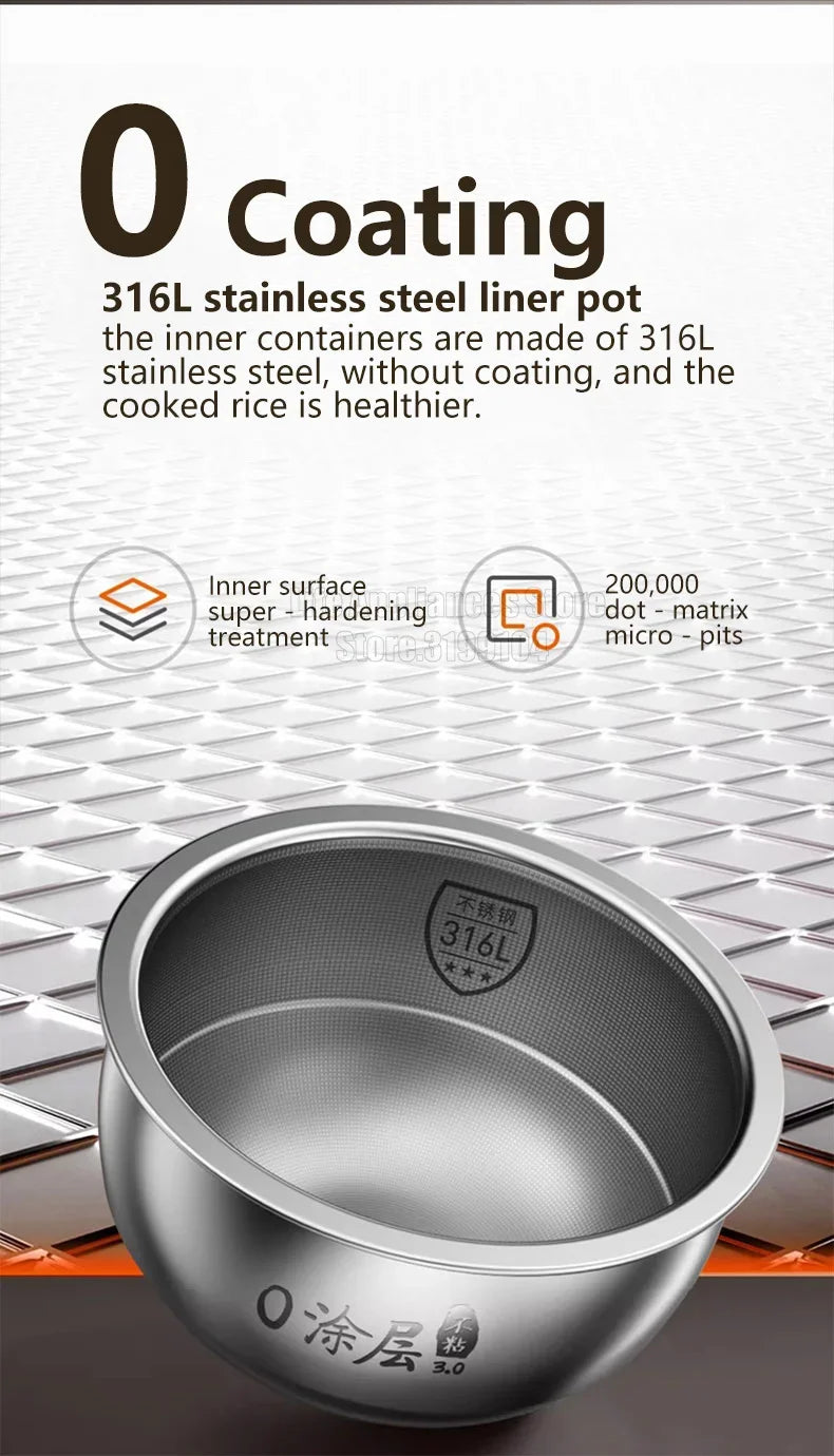 Joyoung Rice Cooker 4L Multifunctional Porridge Multigrain Rice Soup 1300W Fast Heating Cooker No Coated Stainless Steel Liner