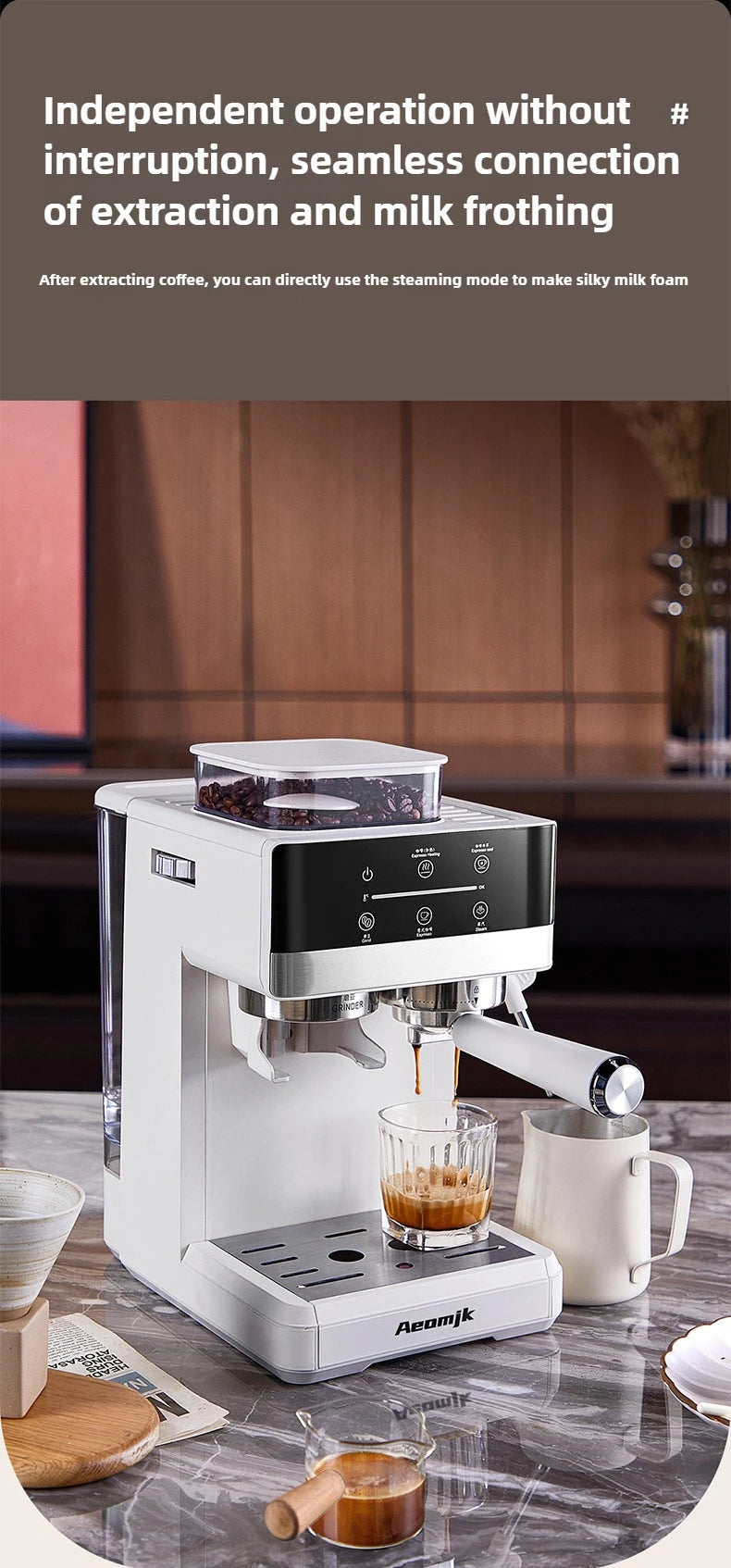 Hot and Cold Dual Extraction and Grinding Italian Coffee Machine Portable Automatic Home Smart Coffee Machine Coffee Grinder