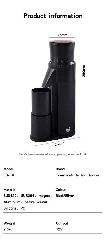 TOMAHAWK Electric Coffee Grinder 7-core 48mm Burr Household Silver Coffee Bean Grinder Coffee Miller Grinder for Espresso Filte