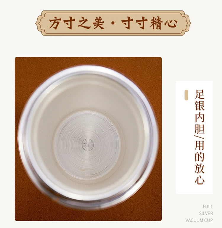 Teapot Thermos Inner Wall Sterling Silver S999 350-600ml Thermos Mug Stainless Steel Tumbler Thermos Travel Coffee Mug