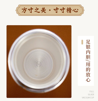 Teapot Thermos Inner Wall Sterling Silver S999 350-600ml Thermos Mug Stainless Steel Tumbler Thermos Travel Coffee Mug